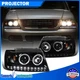 For 2002-2005 Ford Explorer Polished Black LED Strip Halo Projector Headlights