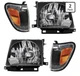 Black Headlights Lights & Corner Lights For 98-00 Toyota Tacoma 4WD