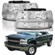 Clear Chrome Headlights Fit For 99-02 Chevy Silverado 2000-2006 Tahoe Suburban