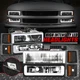 [LED DRL] For 94-98 Chevy C10 C/K 1500 2500 Headlights Bumper Corner Lamps Black