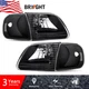 For 1997-2003 Ford F150 97-02 Expedition Black Headlights Headlamps Assembly Set