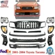 Front Primed Bumper Kit +Grille + Headlights +Brackets For 2001-04 Toyota Tacoma