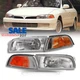 For 1997-2001 Mitsubishi Mirage Sedan Headlight+Corner Chrome Lamp Left+Right