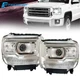 Chrome LED Headlights For GMC Sierra 14-18 1500 & 15-19 2500 3500HD White Concer