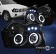 For 2005 2006 2007 Jeep Grand Cherokee LED Halo Projector Headlights Black/Smoke