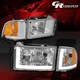 PAIR CHROME AMBER SIDE LED DRL BAR HEADLIGHT FOR 1994-2002 DODGE RAM 1500-3500