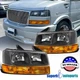 For 2003-2023 Chevy Express GMC Savana Black Headlights Bumper Parking Signal