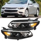 For Chevy Malibu 2016 2017 2018 Headlights Black Housing Clear Passenger&Driver