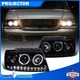 Fits 2002-2005 Ford Explorer Glossy Black LED Strip Halo Projector Headlights