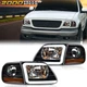 Fit For 97-04 F150 Expedition Black LED Tube Headlights & Corner Parking Lights