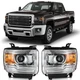 Headlight For 2014-2015 GMC Sierra 1500 2014-2019 2500HD 3500HD Chrome Amber