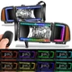 Fit 94-02 Dodge Ram 1500-3500 RGB LED Light Bar Black Amber Headlight Assembly