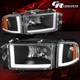 PAIR BLACK AMBER SIDE LED DRL BAR HEADLIGHT FOR 1994-2002 DODGE RAM 1500-3500