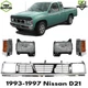 Front Grille Assembly Chrome Plastic & Headlights Kit For 1993-1997 Nissan D21