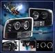 1999-2004 FORD F250 F350 EXCURSION HALO LED PROJECTOR HEADLIGHTS+HID XENON BLACK
