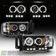 Black 2002-2005 Dodge Ram 1500 03-05 Ram 2500 3500 Halo LED Projector Headlights