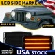 For 1997-2006 Jeep Wrangler Smoke TJ Side Amber Fender Marker Light Accessories