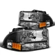 Fit 1997-2004 Dodge Dakota/Durango Black Housing Amber Side Headlight/Lamps Set