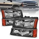 Pair Headlights & Bumper Lights For 2003-2006 Chevy Silverado 1500 2500 3500 HD