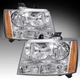 Pair For 2007-2014 Chevy Avalanche Suburban Tahoe Chrome Amber Headlights LH+RH
