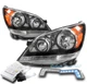 For 08 09 10 Honda Odyssey Black Headlights Headlamp Lamp w/Blue LED DRL+6K HID