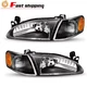 Pair Headlights Assembly For Toyota For Corolla 1.8L 1998-2000 Black Housing