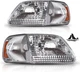 Pair Headlights For 1997-2003 Ford F-150/97-99 F-250 LightDuty Chrome Headlamps
