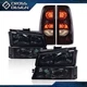 Fit For 03-07 Chevy Silverado Headlights Smoked Bumper Corner Lamps & Tail Light