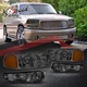 Smoked/Amber Headlights w/Bumper Signal Lamps for 01-07 GMC Sierra/Yukon Denali
