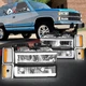 C-Style LED DRL Chrome Housing Headlight+Bumper Lamp for Chevy C/K 1988-1993