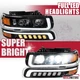 Jet Black LED Headlights Fits 1999-2002 Chevy Silverado DRL+Bumper Signal Lamps