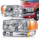 For 1999-2006 GMC Sierra 1500 2500 Chrome Headlights+Bumper W/Amber Reflector 4P