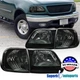 Fits 1997-2003 Ford F-150 Headlights w/Corner Turn Signal Lamps Smoke Pair