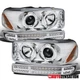 Fit 2000-2006 GMC Sierra Clear Projector Headlights+Sequential LED Signal Bumper