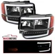 Fits 2000-2006 GMC Sierra 1500 Denali Yukon XL Black LED Headlights Bumper Lamps
