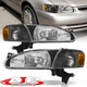 Black Amber OE Style Head Lights + Corner Lamps Set For 1998-2000 Toyota Corolla