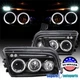 Fits 2006-2010 Dodge 06-10 Charger LED Halo Projector Headlights Black
