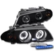 For 99-01 BMW E46 4dr LED Halo Black/Smoke Projector Headlight w/Blue DRL Signal