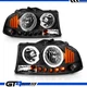 For 1997-2003 04 Dakota Dodge Durango Dual LED Halos Black Projector Headlight