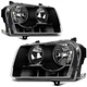 Headlights Assembly For 2010-2005 Chrysler 300 2.7L 3.5L Black Housing Pair