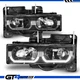 1988-1998 Chevy GMC Suburban C10 C/K Tahoe Yukon Black LED Headlight Set w/Bulb
