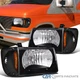 Fits 92-07 Ford Econoline Van Black Headlights+Corner Parking Signal Lamps Pair